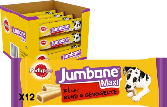 Pedigree Hondensnacks - Jumbone Maxi - Rund & Gevogelte - 12 stuks