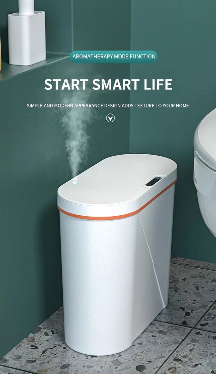 Smart Prullenbak 15 Liter Afvalscheiden Slimme Sensor Elektrische Afvalbak Aroma diffuser Wit