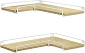 Stellar Zwevende Planken - Set van 2 - L-vormige hoekplanken - voor muur - Hoekplank - Voor woonkamer, slaapkamer of keuken - Natuurlijk eiken en wit (Cloud White) - Wandplank - Planken voor aan de muur - Fotolijstplank - Boekenplank