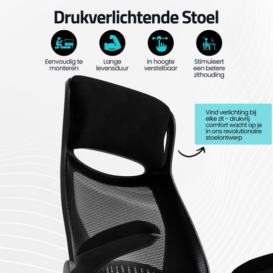 GAME HERO® Office G3 Ergonomische Bureaustoel - Bureaustoel voor Volwassenen - 130KG - Zwart