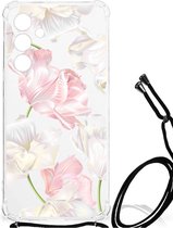 GSM Hoesje Geschikt voor Samsung Galaxy A55 Leuk TPU Back Cover met transparante rand Mooie Bloemen