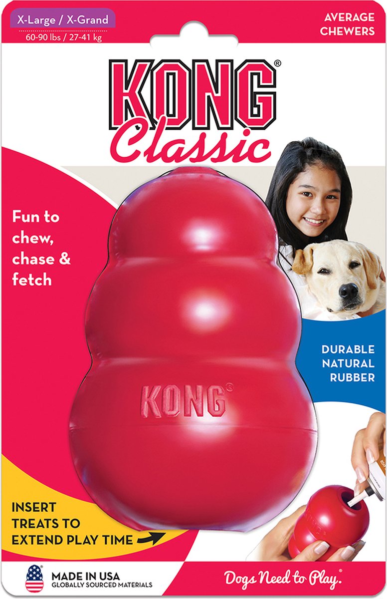 KONG Classic - Snackbal Honden Speelgoed - Rubber - 10.16cm - Rood - Maat L - KONG