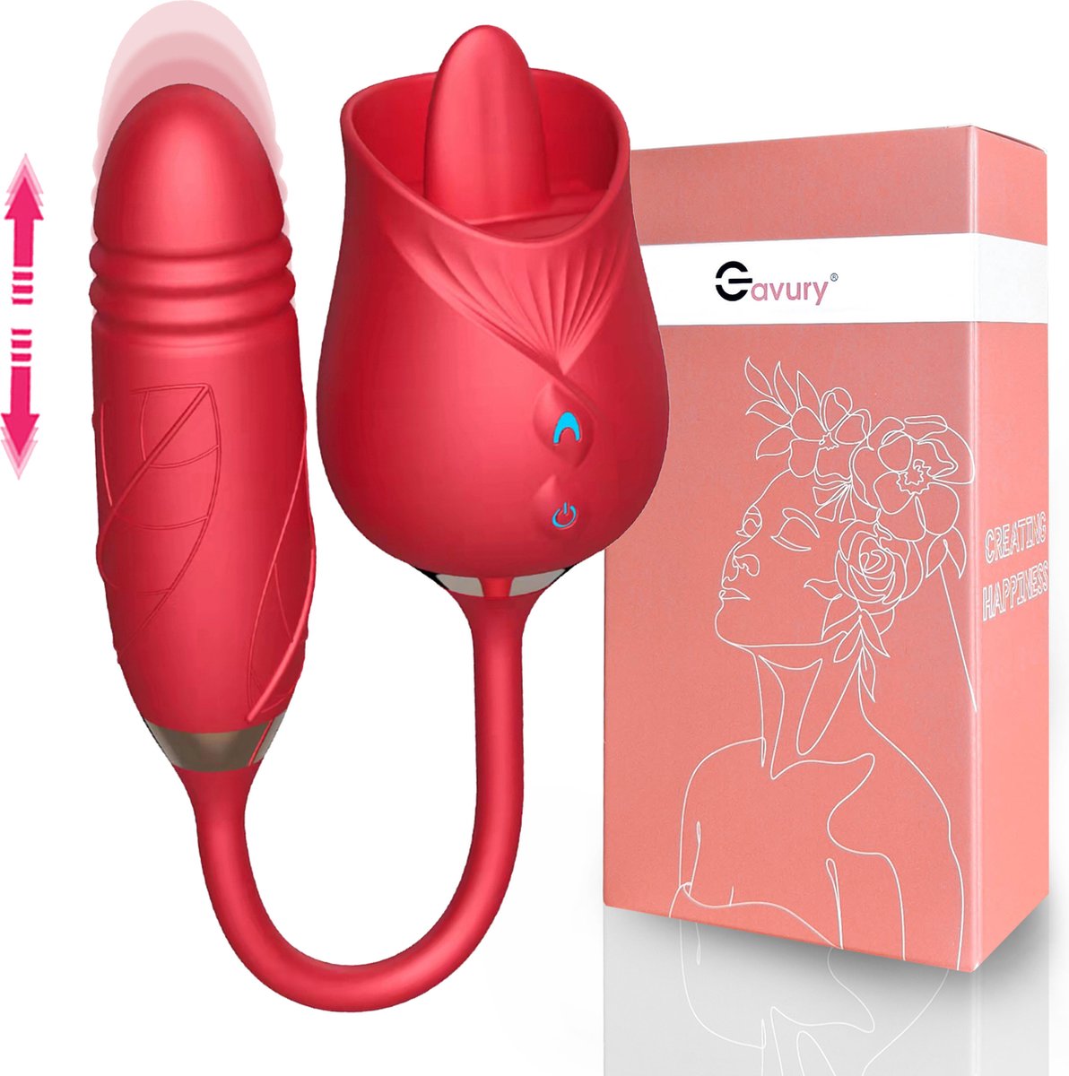 Goedkoopste GAVURY ROSE INTENSE VIBRATOR – Mannen en Vrouwen - Likt en Stotend – 10 Vibratie Standen – Rode Siliconen Luchtdrukvibrator - Clitoris Stimulator – Intense Sex Orgasme – Thrusting Dildo – Lick Seksspeeltjes – G-spot