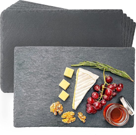 Leistenen platen, set van 6, ideaal voor het serveren, 30 x 20 cm ...