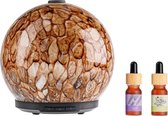 Whiffed Amber® Luxe Aroma Diffuser - Incl. 2x Etherische olie - Lavendel - Pepermunt - Geurverspreider met Glazen Design - 8 uur Aromatherapie - Tot 80m2 - Essentiële Olie Vernevelaar & Diffuser