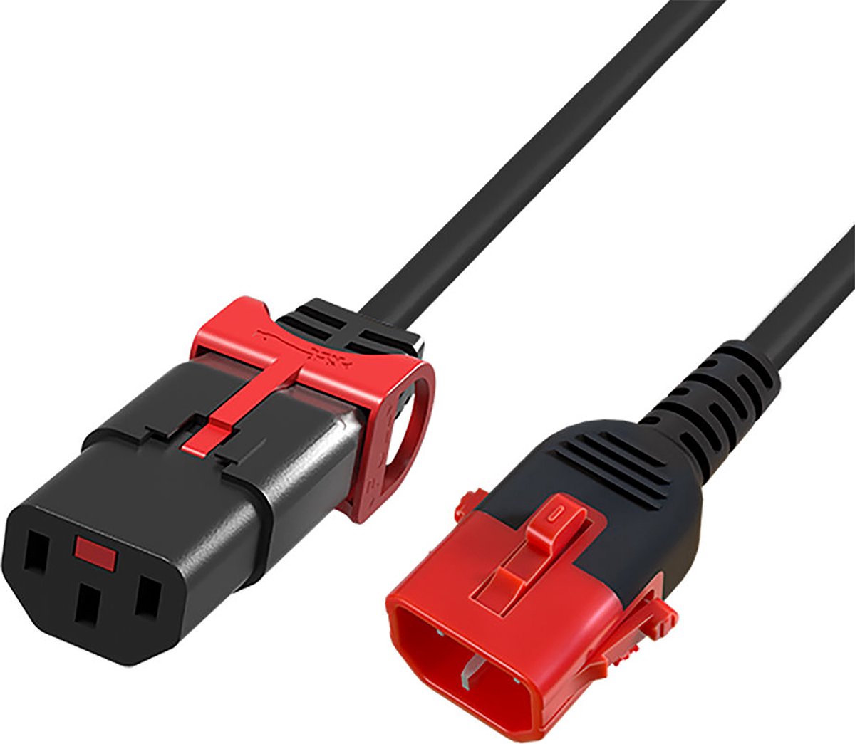 ACT Netsnoer C13 IEC Lock+ - C14 IEC Lock Dual Locking zwart 1,5 m, PC3602 AK5503