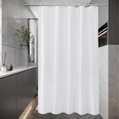 Rideau de douche 100 x 200 cm blanc étroit tissu textile imperméable rideau de bain antifongique antibactérien lavable séchage rapide rideaux de salle de bain avec 6 anneaux