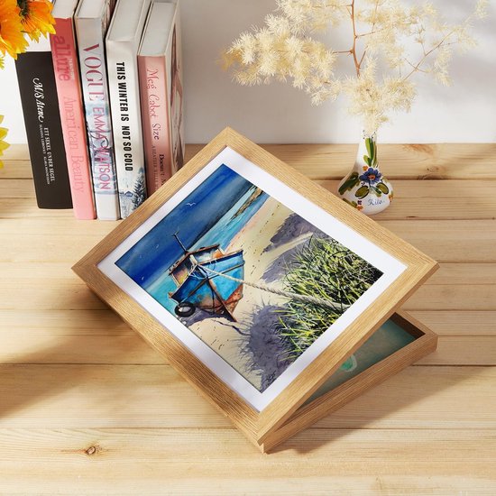 Joyshare A4 Fotolijst Houten Fotolijst voor Kindertekeningen Wissel Kindertekeningen 24 x 33 x 3 cm Eiken 1 Stuk