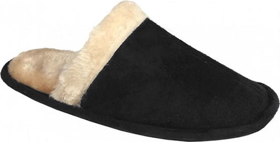 ATTREZZO® Sloffen met warme voering - laag model - Zwart - Maat 40 - pantoffels - Altijd warme voeten!