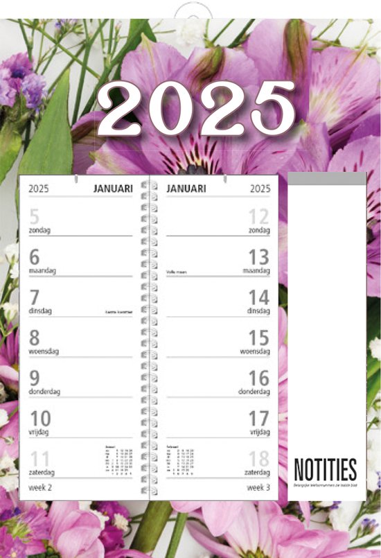 MGPcards Telefoon(omleg)kalender 2025 Week begint op maandag 24 x