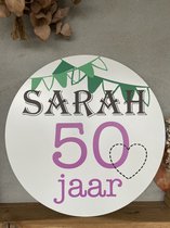Creaties van Hier - Tuinbord - Sarah - 50 jaar - 50 cm - Dibond