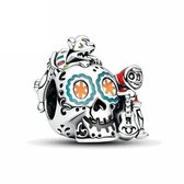 Jewerella® Bedel voor populaire bedel armbanden | Day Of The Dead | Mexico | Tekenfilm | 925 Sterling Zilver | Armband Kraal