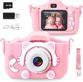 Happy Child® Digitale Kindercamera inclusief Stickervel - 32GB SD-kaart – Fototoestel voor Kinderen – Nederlandstalig – Roze Kat