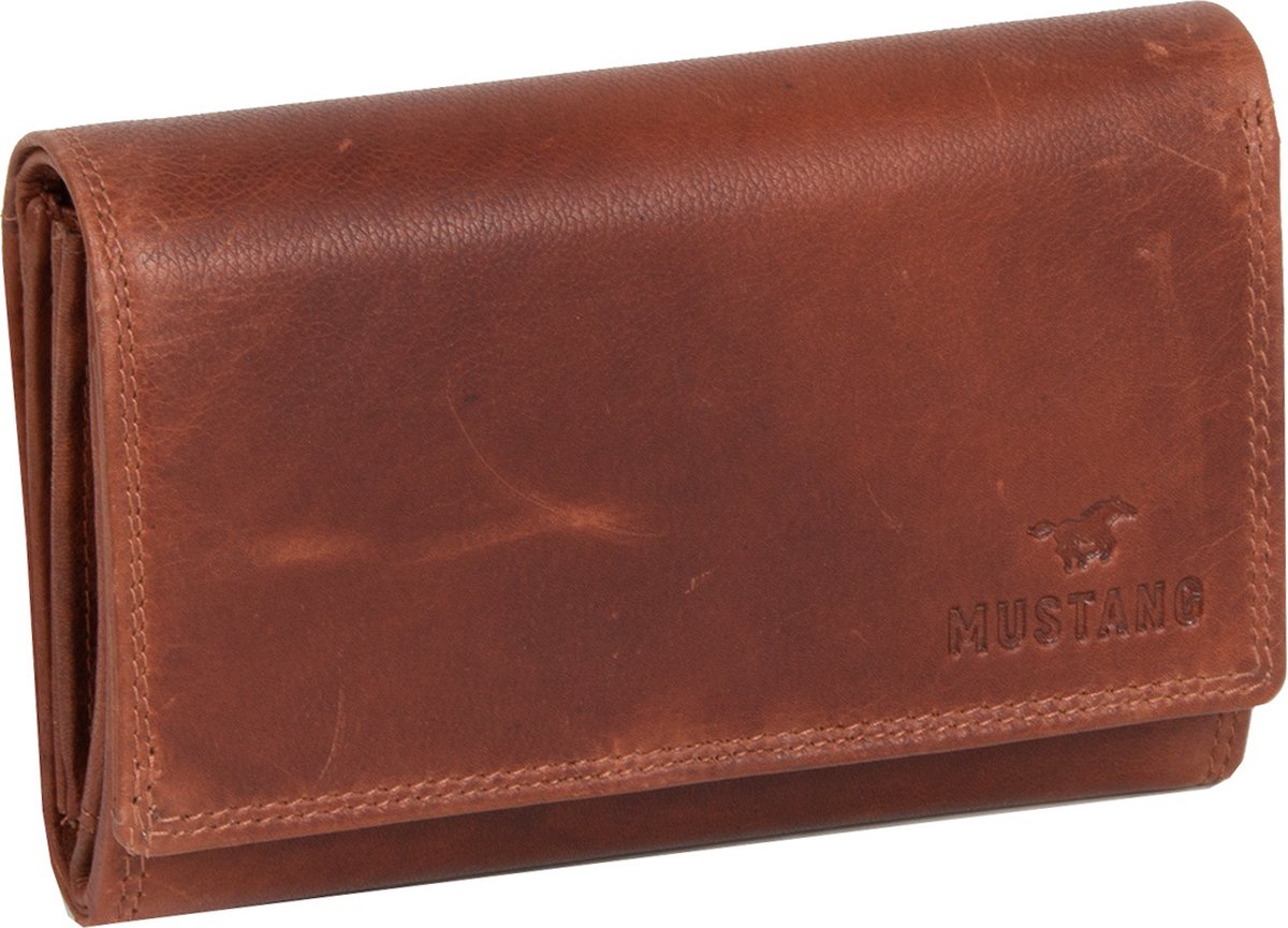 MUSTANG Leren Portemonnee Udine Wallet with Flap Cognac Bruine