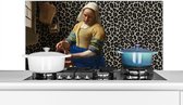 Spatscherm keuken 100x50 cm - Kookplaat achterwand Melkmeisje - Kunst - Panterprint - Vermeer - Schilderij - Oude meesters - Muurbeschermer - Spatwand fornuis - Hoogwaardig aluminium