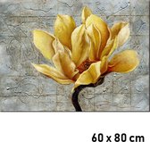 Allernieuwste.nl® Canvas Schilderij Prachtige Gele Bloem - Moderne Kunst aan je Muur - Realisme - Kleur - 60 x 80 cm