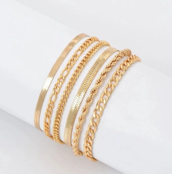 EmmyRovi | Armband | Stainless Steel | Gold look | Set Armbanden | Moederdag Cadeau | Sieraad