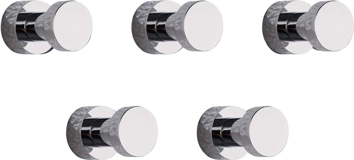 Waal® Handdoekhaakjes - Handdoekhouders - Ophanghaken - Zilver Geborsteld - RVS - 5 stuks