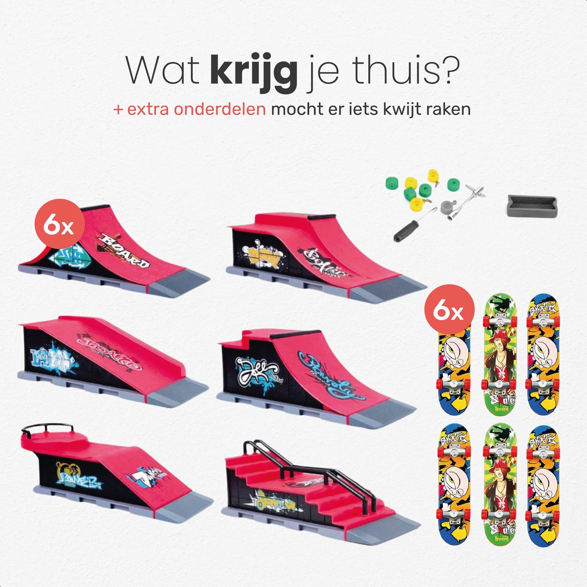 Jespro Fingerboard skatepark - 6 Ramps & 6 skateboards - Stimuleert hand-oog coördinatie — afbeelding 8