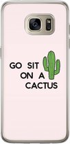 Casimoda® hoesje - Geschikt voor Samsung S7 Edge - Go Sit On A Cactus - Backcover - Siliconen/TPU - Roze