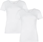 Comfortabel & Zijdezacht Bamboo Basics Kate - Bamboe T-shirts (Multipack 2 stuks) Dames - Korte Mouwen - Wit - M