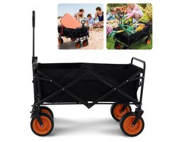 Opvouwbare Bolderkar met Rem - Zwart - 101x56x104 cm - Max. 80 kg - Inklapbaar - Handige Bolderwagen