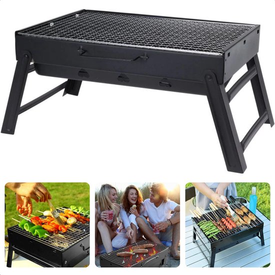 Charmline 34 x 23 cm Opvouwbare Draagbare Houtskool Grill, Compacte