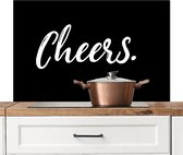 Spatscherm keuken 100x65 cm - Kookplaat achterwand Cheers - Drinken - Spreuken - Quotes - Muurbeschermer - Spatwand fornuis - Hoogwaardig aluminium