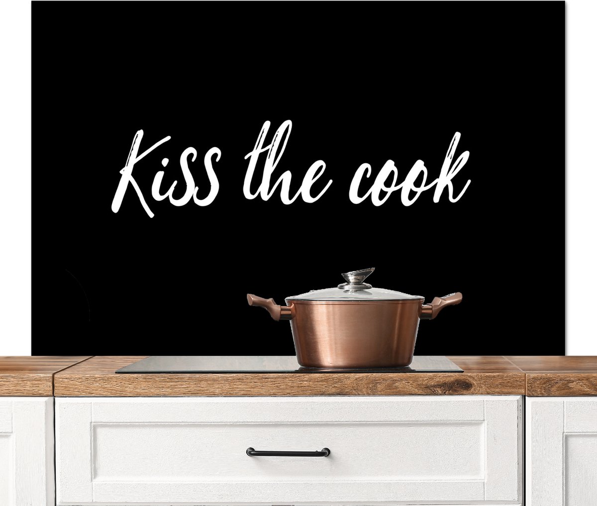 Spatscherm keuken 120x80 cm - Kookplaat achterwand Quotes - Kok - Kiss the cook - Spreuken - Kus - Muurbeschermer - Spatwand fornuis - Hoogwaardig aluminium
