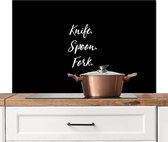 Spatscherm keuken 100x65 cm - Kookplaat achterwand Kinfe. Spoon. Fork. - Bestek - Spreuken - Quotes - Keuken - Muurbeschermer - Spatwand fornuis - Hoogwaardig aluminium