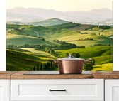 Spatscherm keuken 120x80 cm - Kookplaat achterwand natuur - Landschap Toscane - Muurbeschermer hittebestendig - Spatwand fornuis - Hoogwaardig aluminium - Landelijke muurdecoratie