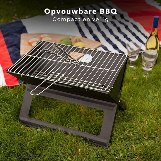 Opvouwbare Barbecue - Inklapbaar - Ideaal voor Camping, Strand & Park - 45x35x30cm - 2.7kg - Roostertang - Gemakkelijk Te Transporteren & Op Te Bergen - BBQ van Draag Gestel — afbeelding 4