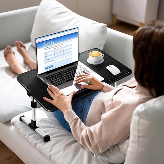 ML-Design Laptoptafel voor bed/sofa, houtlook 60x40cm, inklapbare bedtafel