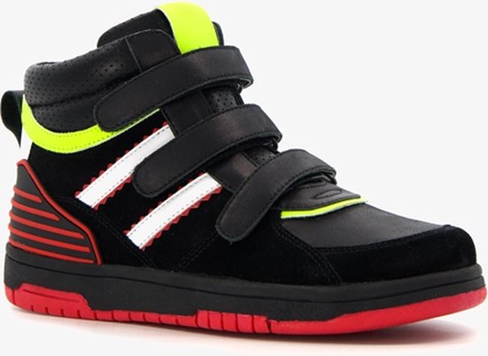 TwoDay hoge leren jongens sneakers zwart neon - Maat 30