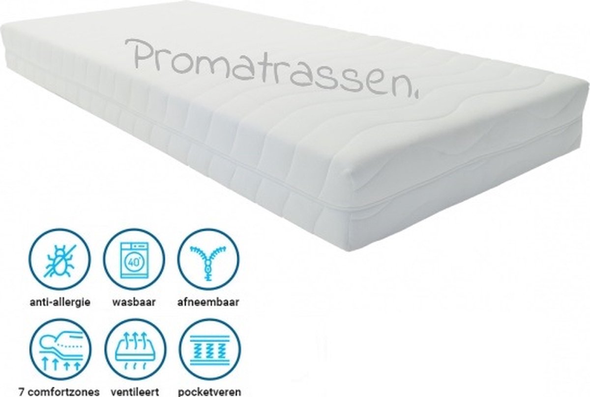 Pocketveer - Pocketvering Matras - 7 zone - XXL Pocketvering - Matras & Topdekmatras - 140x200 - Dikte 25cm STEVIG