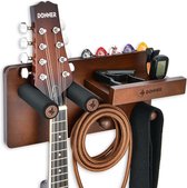 Gitaar wandmontagehanger houten wandhaak houder plank met plectrumhouder en haken - Multifunctionele beugel voor gitaar en accessoires
