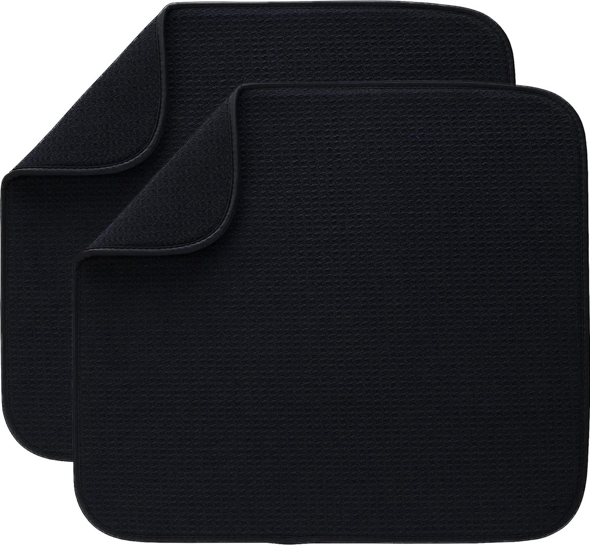 Goedkoopste Microvezel droogmat voor het drogen van borden, bestek, sneldrogend en gemakkelijk te onderhouden, 40 cm x 46 cm, 2 stuks, zwart