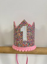 Haarkroon-haarband-kroon-1 jaar-eerste verjaardag-verjaardag kroon-fotoshoot-kinderverjaardag-jarig-feestartikel-kroon Ellie (1 jaar)