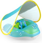 Starstation - Zwemband met Zonnescherm - met Zitje - Blauw - Peuter en Baby - Zwemring - Babyzwemband - Babyfloat - Zwemtrainer - Opblaasbaar - Zwemstoel - Opblaasbare Rubberboot - Rubber Bootje