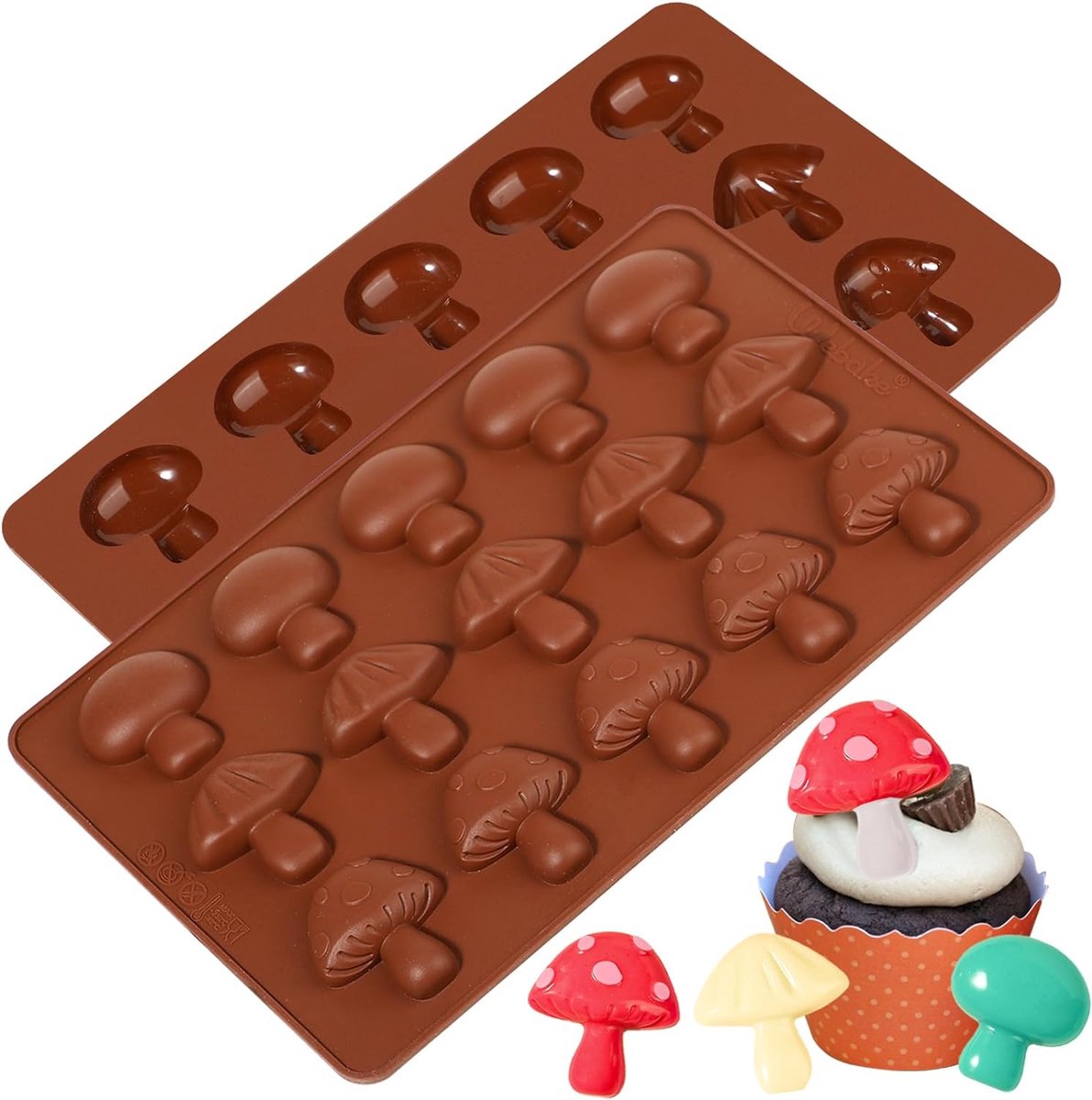 Siliconen paddenstoel chocoladevorm 2 stuks siliconen mal 12 gaten bakvorm