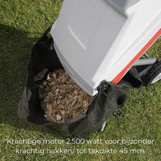 ALLGoods. Professionele Hakselaar Versnipperaar - Hakselaar Electrisch 50L - Versnipperaar Hakselaar - 2500W - Max. Ø45mm - Incl. Wielen, Opvangzak, Duurzame Draaimessen - Heggen, Bomen en Haag -Tuinonderhoud van ALLGoods — afbeelding 5