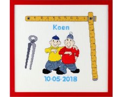 Pako Borduurpakket -Geboorte - telpatroon met codekaart - Buurman & Buurman de grappige klussers - 274.035 - voorgesorteerd garen - Aida - 27 x 25 cm - DIY kit