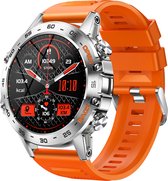 WizBay Premium Select™ Sport Smartwatch 1.39inch TFT - Bluetooth Call - Magnetic Laden - Dynamic Hart Monitor - O2 en Bloeddrukmeter - Multiple 100+ Sport Modi - Slaap Monitor - Message - Allu Zilver Case - Oranje TPU Band