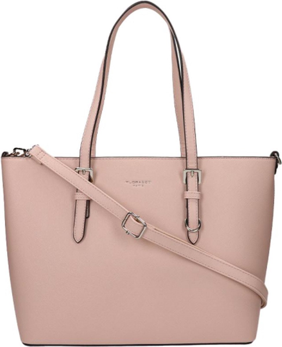 Flora & Co Nora Grote Schoudertas - Dames - Imitatieleer - Pastelroze