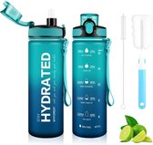 Waterfles, 700 ml, met rietje en BPA-vrij materiaal, waterdicht, voor fiets, camping, yoga, gym, kinderen, bubbelwaterfles