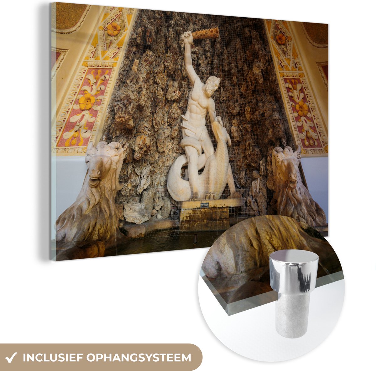 ® Glasschilderij 180x120 cm - Schilderij acrylglas - De Hercules fontein nabij Salzburg in