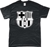FC Barcelona Shirt - Logo - T-Shirt - Barcelona - UEFA - Champions League - Voetbal - Artikelen - Zwart - Unisex - Regular Fit - Maat S