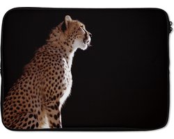 Laptophoes 13 inch - Cheeta - Dieren - Licht - Laptop sleeve - Binnenmaat 32x22,5 cm - Zwarte achterkant