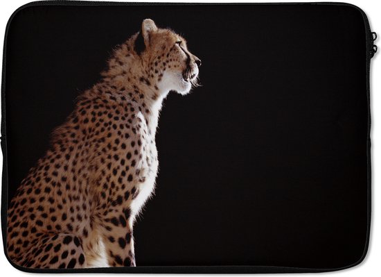 Laptophoes 13 inch - Cheeta - Dieren - Licht - Laptop sleeve - Binnenmaat 32x22,5 cm - Zwarte achterkant