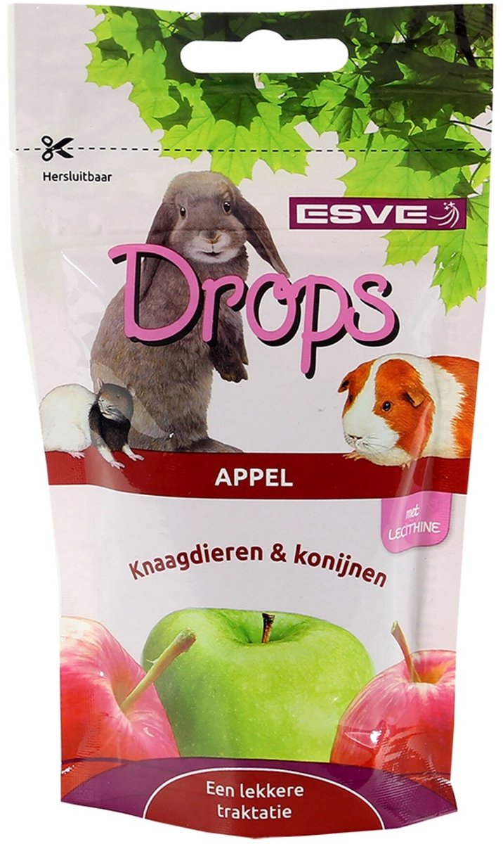 ESVE Knaagdier drops mix | 8 smaken | aanvullend diervoeder | 75 g Appel